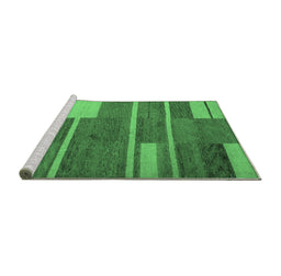 Sideview of Machine Washable Abstract Emerald Green Contemporary Area Rugs, wshcon681emgrn