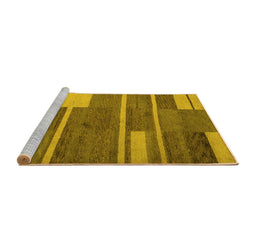 Sideview of Machine Washable Abstract Yellow Contemporary Rug, wshcon681yw