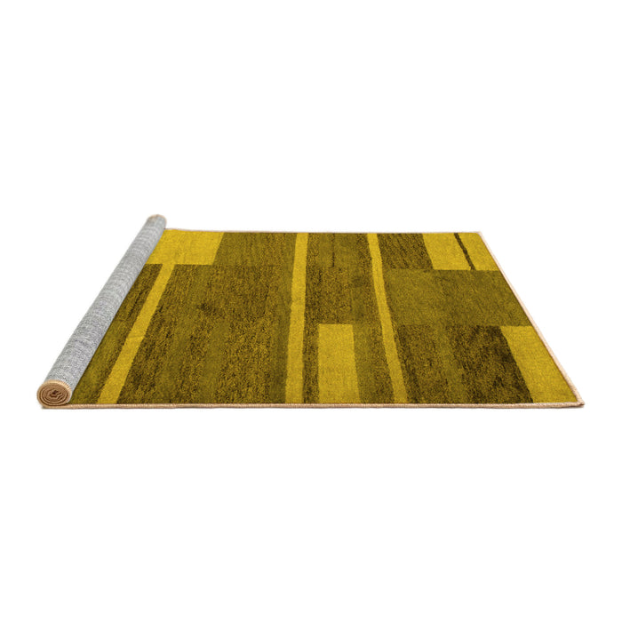 Sideview of Machine Washable Abstract Yellow Contemporary Rug, wshcon681yw