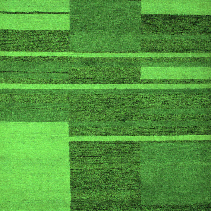 Round Machine Washable Abstract Green Contemporary Area Rugs, wshcon681grn