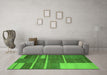 Machine Washable Abstract Green Contemporary Area Rugs in a Living Room,, wshcon681grn