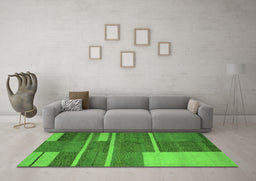 Machine Washable Abstract Green Contemporary Area Rugs in a Living Room,, wshcon681grn