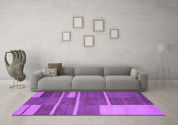 Machine Washable Abstract Purple Contemporary Area Rugs in a Living Room, wshcon681pur