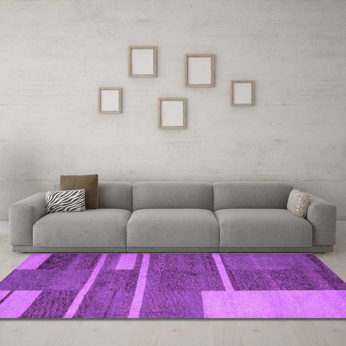 Machine Washable Abstract Purple Contemporary Area Rugs in a Living Room, wshcon681pur