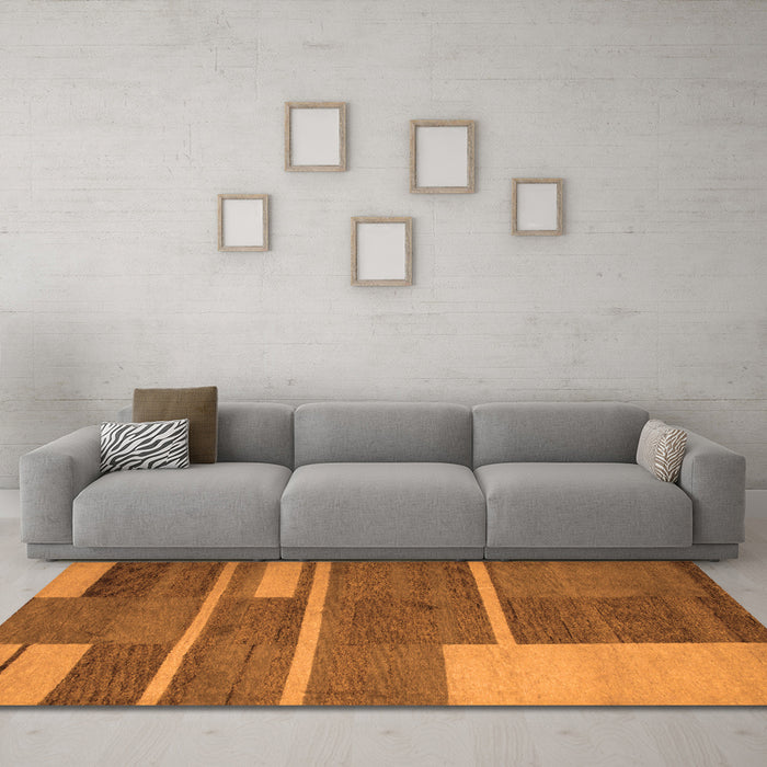 Machine Washable Abstract Orange Contemporary Area Rugs in a Living Room, wshcon681org