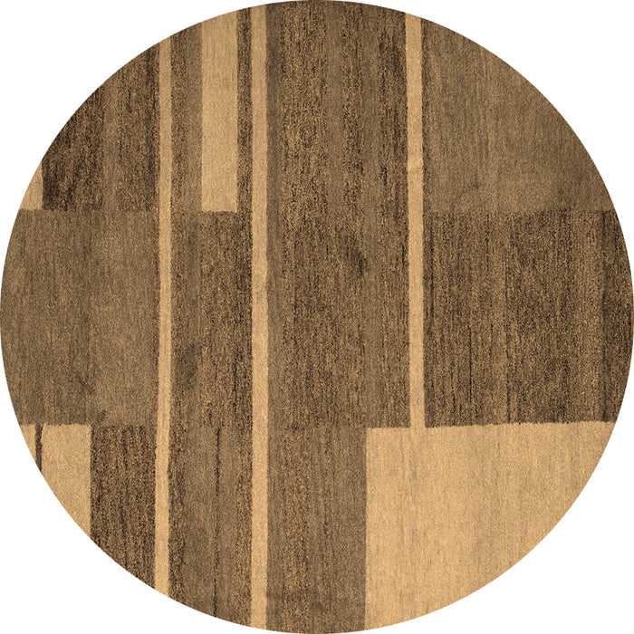 Round Machine Washable Abstract Brown Contemporary Rug, wshcon681brn