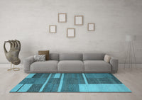 Machine Washable Abstract Light Blue Contemporary Rug, wshcon681lblu