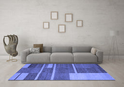 Machine Washable Abstract Blue Contemporary Rug in a Living Room, wshcon681blu