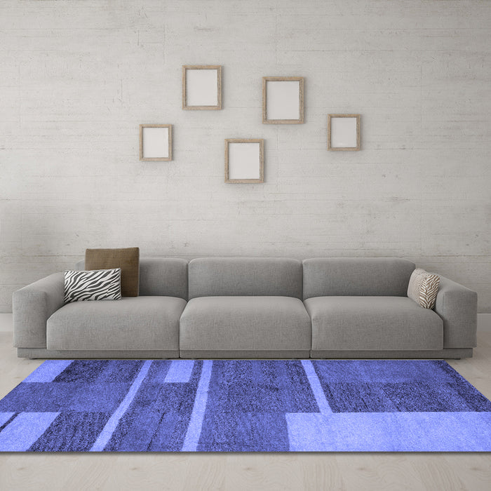 Machine Washable Abstract Blue Contemporary Rug in a Living Room, wshcon681blu