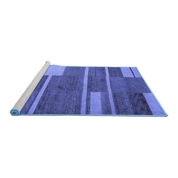 Sideview of Machine Washable Abstract Blue Contemporary Rug, wshcon681blu