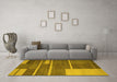Machine Washable Abstract Yellow Contemporary Rug in a Living Room, wshcon681yw