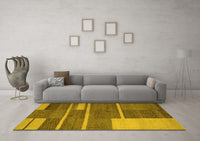 Machine Washable Abstract Yellow Contemporary Rug, wshcon681yw