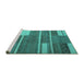 Sideview of Machine Washable Abstract Turquoise Contemporary Area Rugs, wshcon681turq