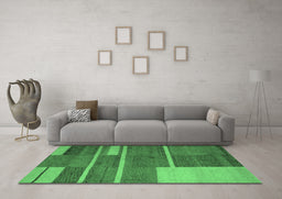 Machine Washable Abstract Emerald Green Contemporary Area Rugs in a Living Room,, wshcon681emgrn
