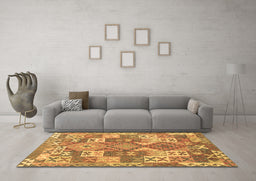 Machine Washable Southwestern Brown Country Rug in a Living Room,, wshcon682brn