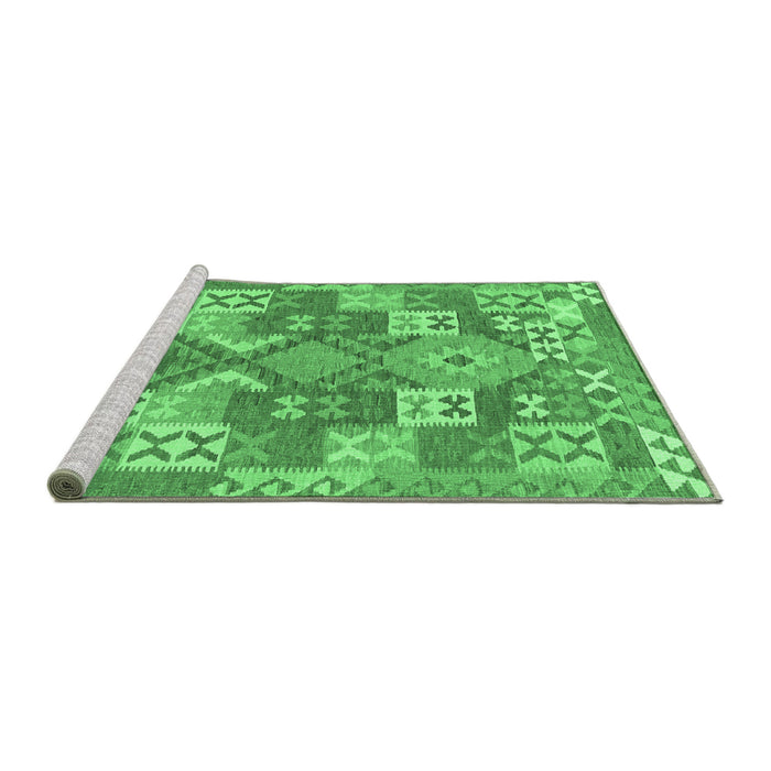 Sideview of Machine Washable Southwestern Emerald Green Country Area Rugs, wshcon682emgrn