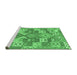 Sideview of Machine Washable Southwestern Emerald Green Country Area Rugs, wshcon682emgrn