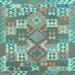 Square Machine Washable Southwestern Light Blue Country Rug, wshcon682lblu