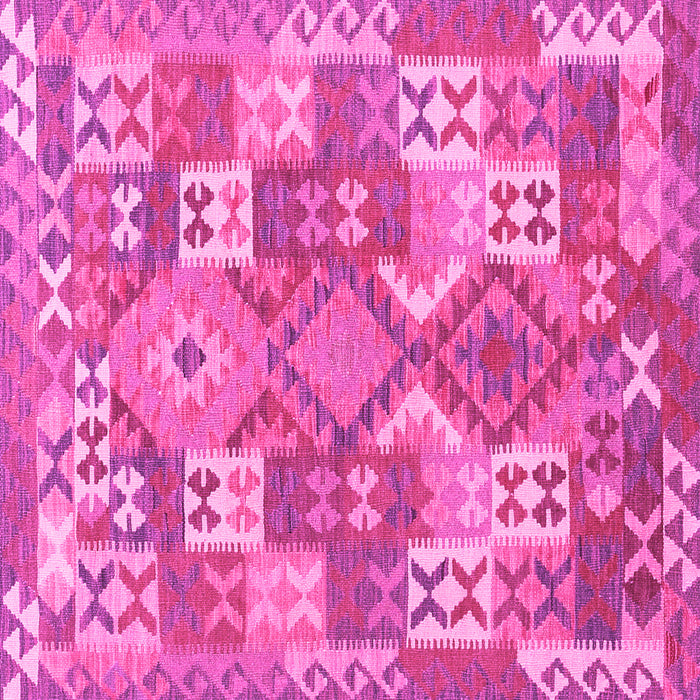 Square Machine Washable Southwestern Pink Country Rug, wshcon682pnk