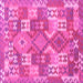 Square Machine Washable Southwestern Pink Country Rug, wshcon682pnk