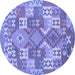 Round Southwestern Blue Country Rug, con682blu