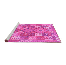 Sideview of Machine Washable Southwestern Pink Country Rug, wshcon682pnk