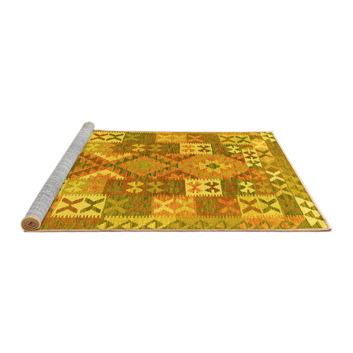 Sideview of Machine Washable Southwestern Yellow Country Rug, wshcon682yw