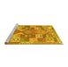 Sideview of Machine Washable Southwestern Yellow Country Rug, wshcon682yw