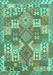Machine Washable Southwestern Turquoise Country Area Rugs, wshcon682turq