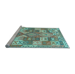 Sideview of Machine Washable Southwestern Light Blue Country Rug, wshcon682lblu