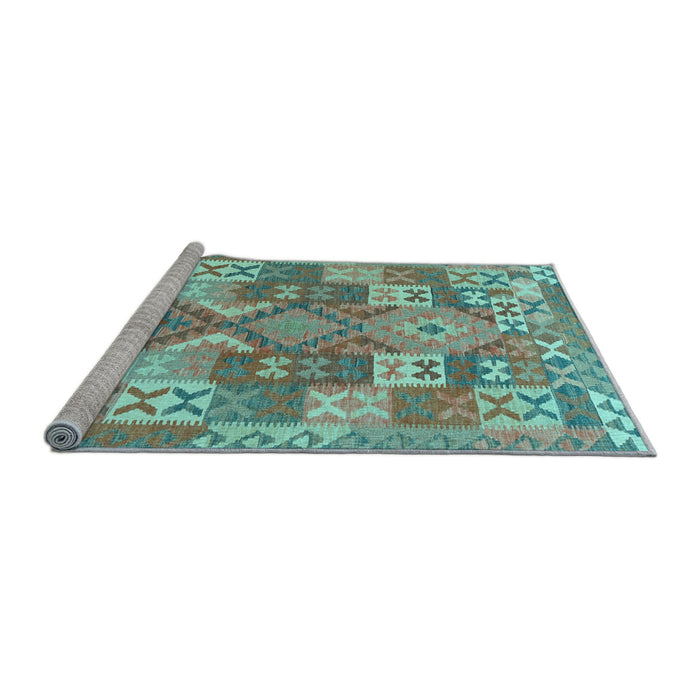 Sideview of Machine Washable Southwestern Light Blue Country Rug, wshcon682lblu