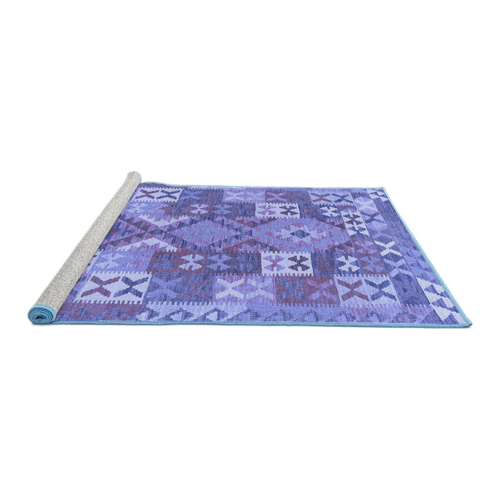 Sideview of Machine Washable Southwestern Blue Country Rug, wshcon682blu
