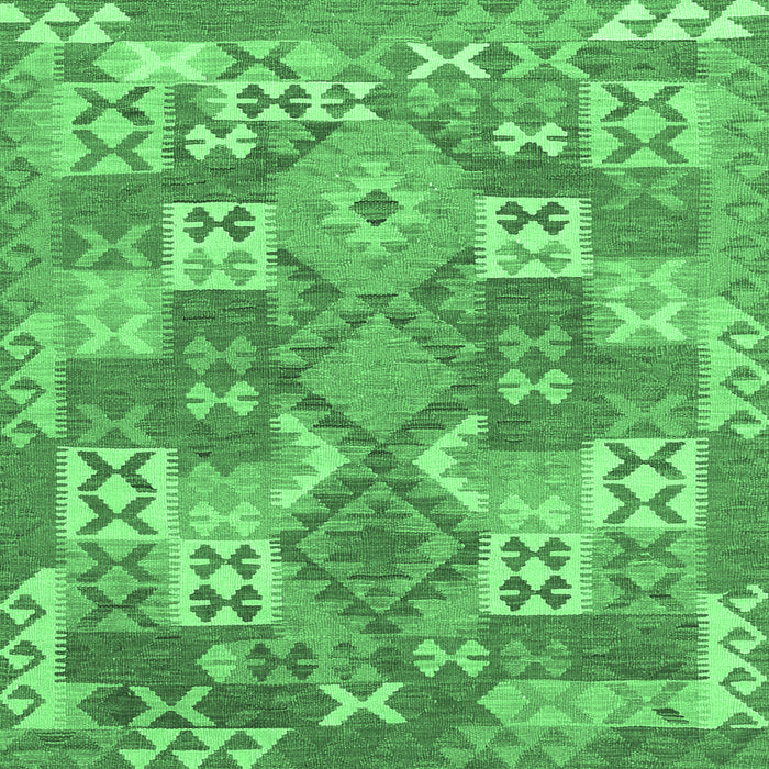 Square Machine Washable Southwestern Emerald Green Country Area Rugs, wshcon682emgrn