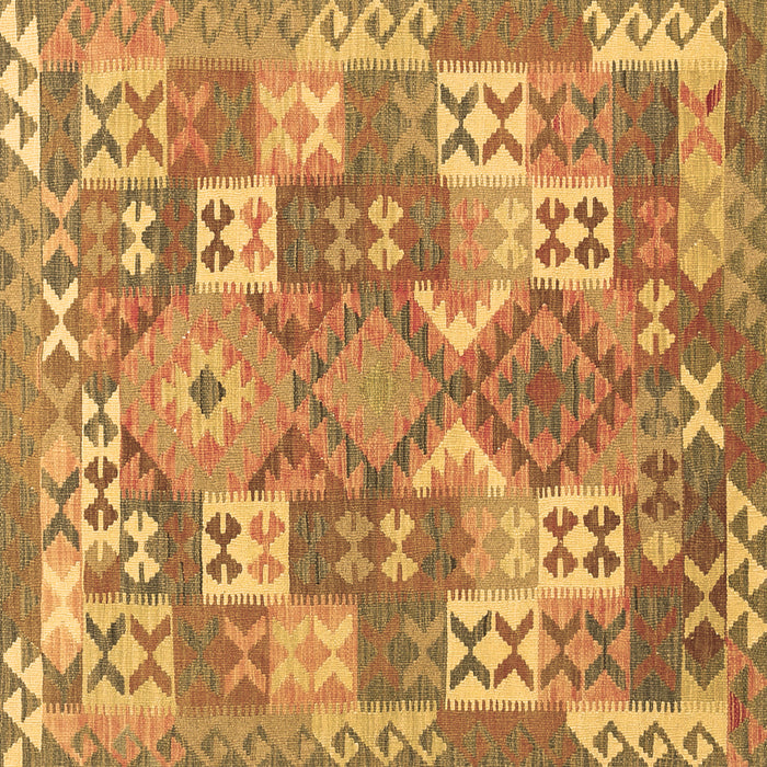 Square Machine Washable Southwestern Brown Country Rug, wshcon682brn