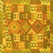 Square Machine Washable Southwestern Yellow Country Rug, wshcon682yw