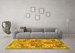 Machine Washable Southwestern Yellow Country Rug in a Living Room, wshcon682yw