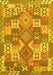 Machine Washable Southwestern Yellow Country Rug, wshcon682yw