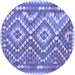 Round Machine Washable Southwestern Blue Country Rug, wshcon683blu