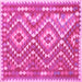 Square Machine Washable Southwestern Pink Country Rug, wshcon683pnk