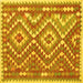 Square Southwestern Yellow Country Rug, con683yw