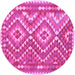 Round Machine Washable Southwestern Pink Country Rug, wshcon683pnk