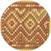 Round Southwestern Brown Country Rug, con683brn