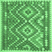 Square Machine Washable Southwestern Emerald Green Country Area Rugs, wshcon683emgrn