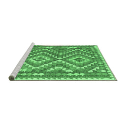 Sideview of Machine Washable Southwestern Emerald Green Country Area Rugs, wshcon683emgrn