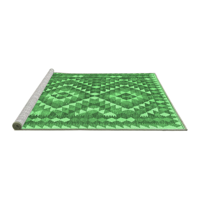 Sideview of Machine Washable Southwestern Emerald Green Country Area Rugs, wshcon683emgrn