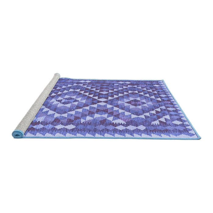 Sideview of Machine Washable Southwestern Blue Country Rug, wshcon683blu