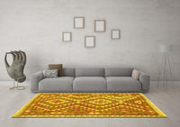 Machine Washable Southwestern Yellow Country Rug, wshcon683yw