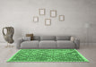 Machine Washable Southwestern Emerald Green Country Area Rugs in a Living Room,, wshcon683emgrn