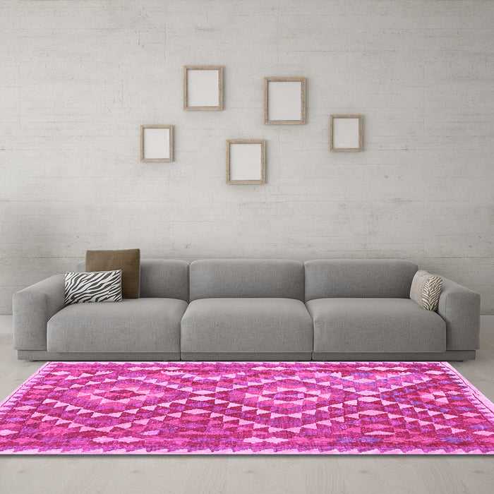 Machine Washable Southwestern Pink Country Rug in a Living Room, wshcon683pnk