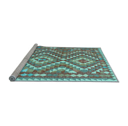 Sideview of Machine Washable Southwestern Light Blue Country Rug, wshcon683lblu